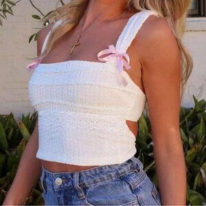 (3 for 15) NWOT white open back top / size m